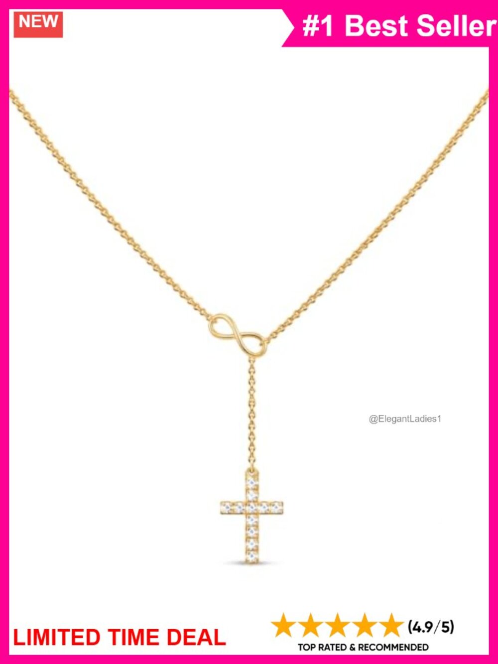 14K Gold Cross Necklace for Women Small Cross Pendant Chain